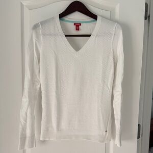 Izod Women's White V-Neck Sweater